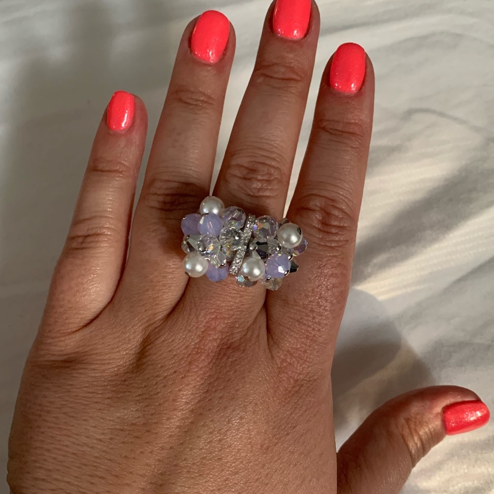 Swarovski crystal cluster ring
